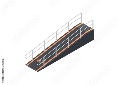 Wheel chair ramp. Simple flat illustration in isometric view.
