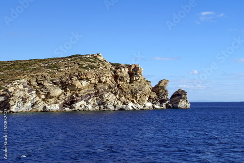 Rocky outcropping near the Port of Piraeus in Athens, Greece