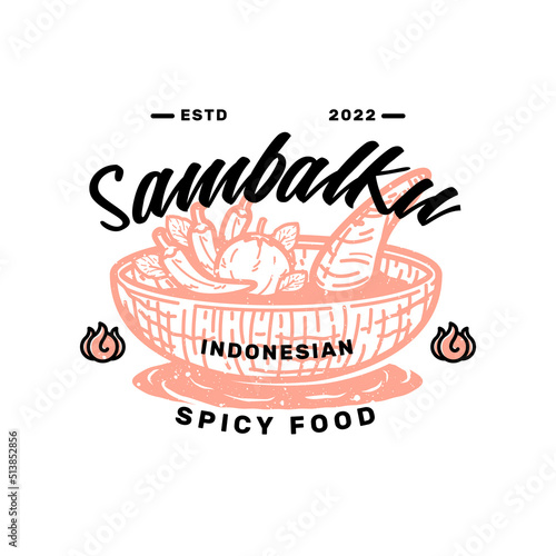 Sambalku Indonesian Spicy Food Logo Template photo