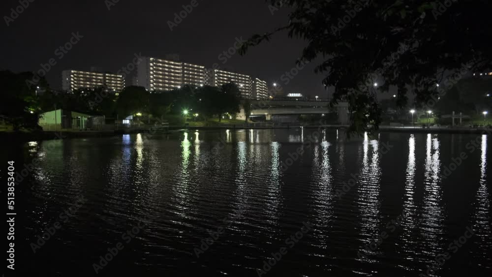東京 新左近川親水公園 夜景 東京 新左近川親水公園 夜景