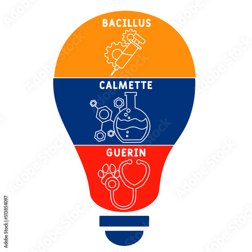 BCG Bacillus Calmette-Guerin acronym. medical concept background.  vector illustration concept with keywords and icons. lettering illustration with icons for web banner, flyer, landing page