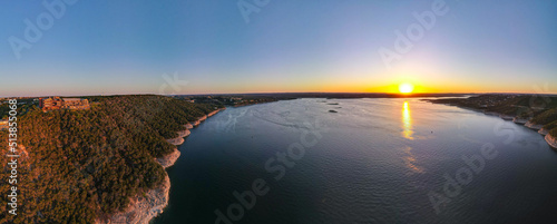 Lake Travis and the Oasis: 180 Degree Aerial Panorama photo