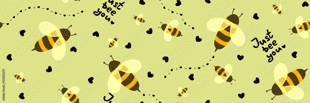Kids seamless bee pattern for fabrics and packaging and gifts and cards and linens and wrapping paper Kids seamless bee pattern for fabrics and packaging and gifts and cards and linens and wrapping paper