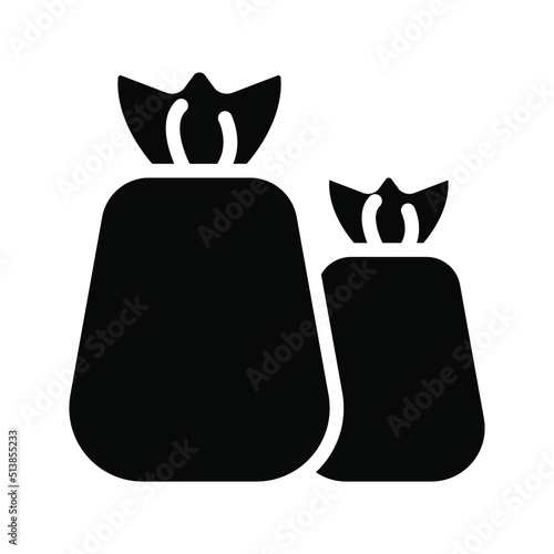 Two trash bags vector icon color editable