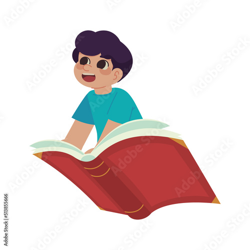boy and open book