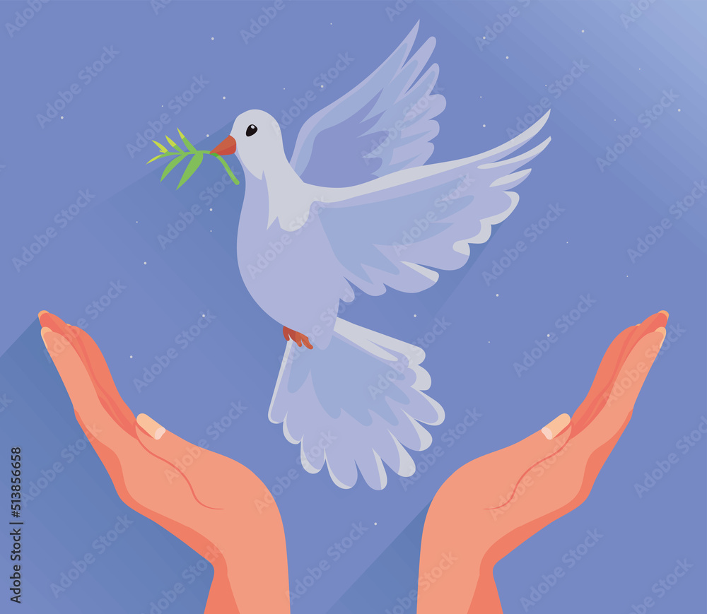 Fototapeta premium hands and peace pigeon