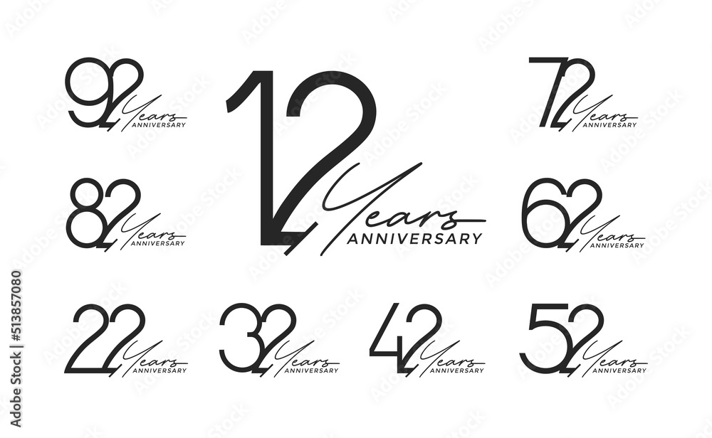 set of anniversary premium black color on white background for celebration moment set of anniversary premium black color on white background for celebration moment