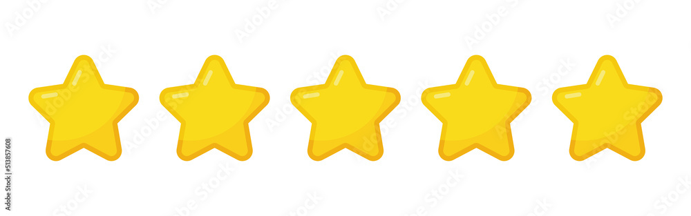 Five stars customer product rating review flat icon for apps and websites