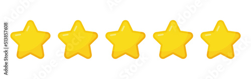 Five stars customer product rating review flat icon for apps and websites