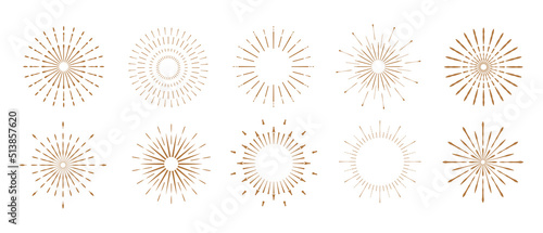 Vintage sunburst collection, fireworks for logotype or lettering design element.