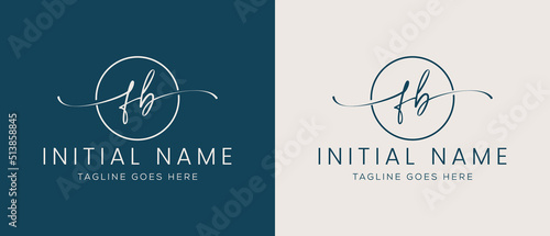 FB BF Initial handwriting signature logo template vector. Hand lettering for designs