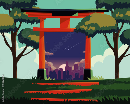 gate torii and city