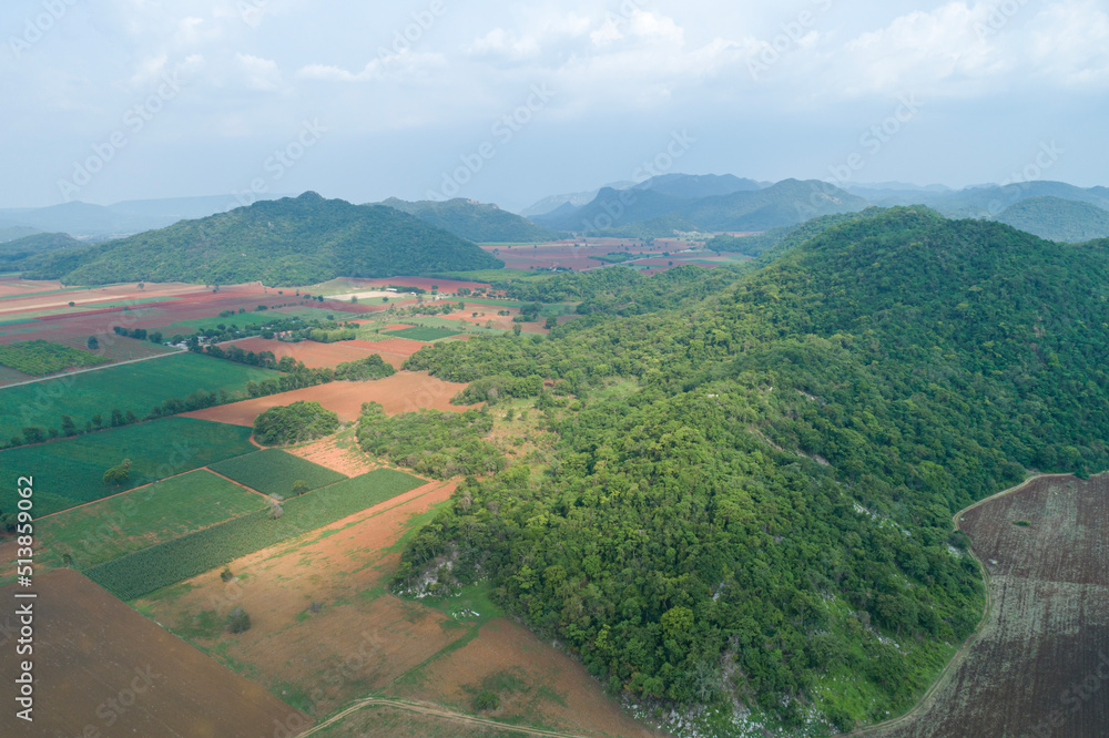 aerial view of limestone mountains in Thailand This is a beautiful landscape in Thailand.