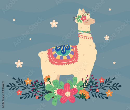 funny llama and flowers