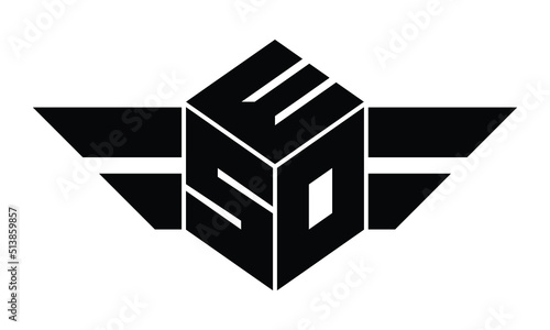 ESO three letter gaming logo in polygon cube shape logo design vector template. wordmark logo | emblem logo | monogram logo | initial letter logo | sports logo | minimalist logo | typography logo |