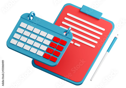 Clipboard and calendar. Reg...