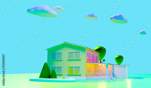 House cartoon style. Real e...