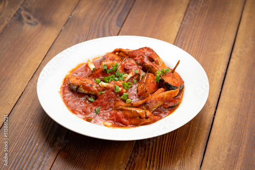 Special Chinese Food Stewed Mackerel in Tomato Sauce