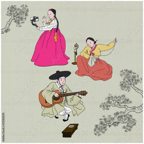 Korean painting_illust_한국화 인물