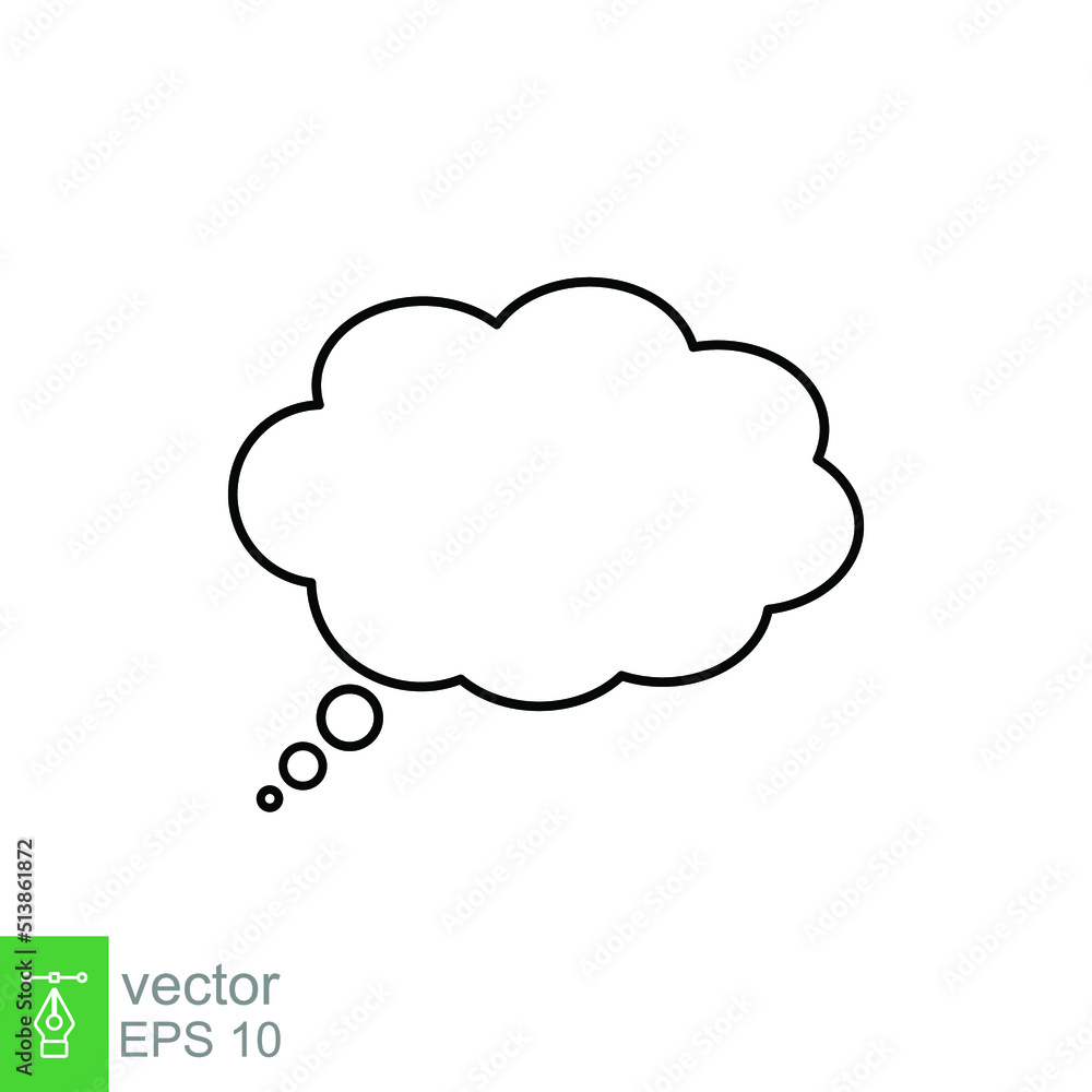 Think bubble isolated. Trendy think bubble in flat style. Modern template for social network and label. Creative thought balloon. Cloud line art, vector illustration isolated. EPS 10 Think bubble isolated. Trendy think bubble in flat style. Modern template for social network and label. Creative thought balloon. Cloud line art, vector illustration isolated. EPS 10