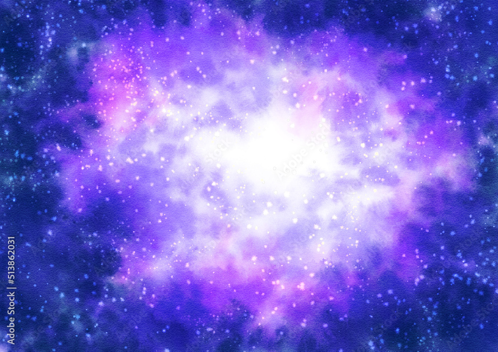 Purple nebulae painted in digital watercolor
