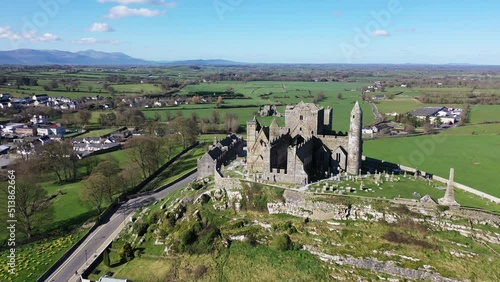 Aerial, Rock Of Cashel, County Tipperary, Ireland - 4K, 