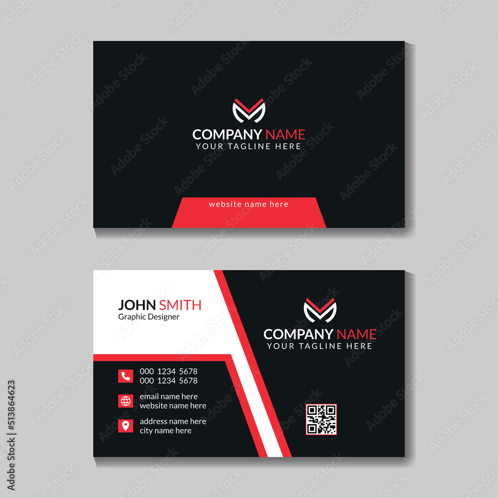 Modern Stylish Black Business Card Design. Creative and Clean Business Card Template