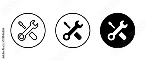 Repair icon vector. Tools, Wrench and screwdriver symbol isolated, logo, illustration, editable stroke