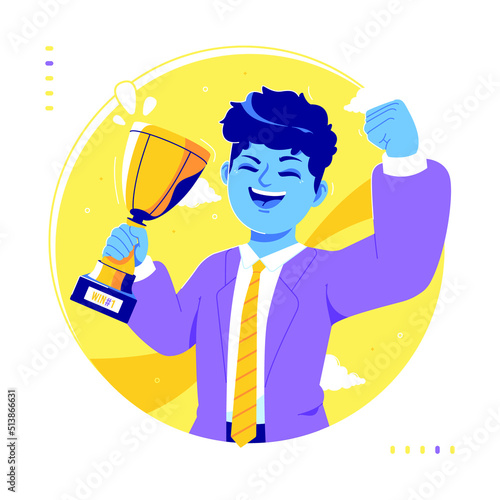 businessman success trophy concept illustration