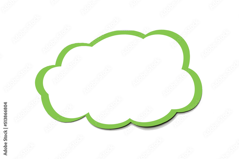 Green speech bubble as a cloud with olive border isolated on empty white background. Green speech bubble as a cloud with olive border isolated on empty white background.