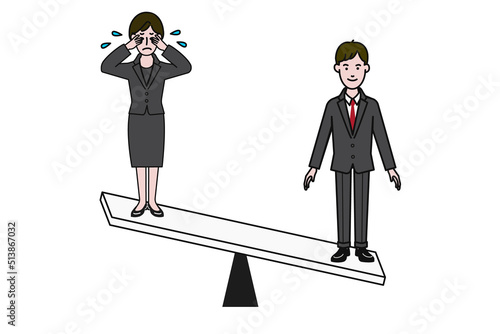 ジェンダー平等を考えさせるための男女のギャップに関するイラスト