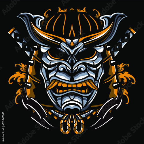 Japanese Samurai tattoo design. japanese masks traditional