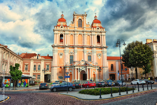 Vilnius. Beautiful streets and old Europe architecture HDR.