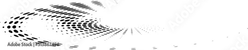 Splendidly twisted elongated dotted or polka dot spiral or swirl. Halftone dotted line. Vector.