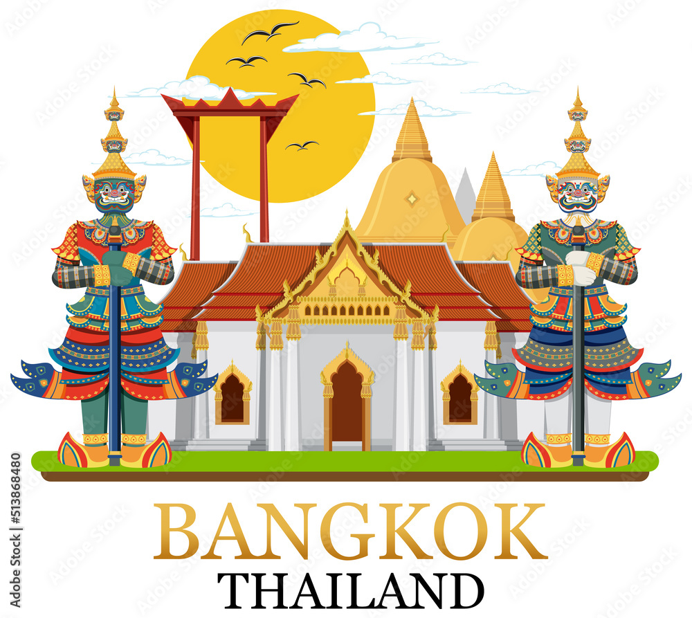 Fototapeta premium Bangkok Thailand Landmarks Logo Banner