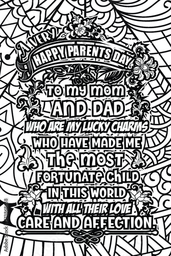 parents day quotes coloring page design. inspirational coloring pages design.