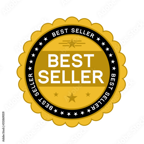 best seller stamp. best product with circular shape.