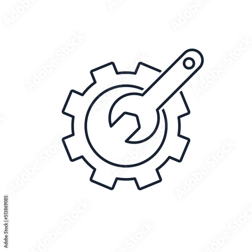 Technical intervention. Changing the process. Vector linear icon isolated on white background