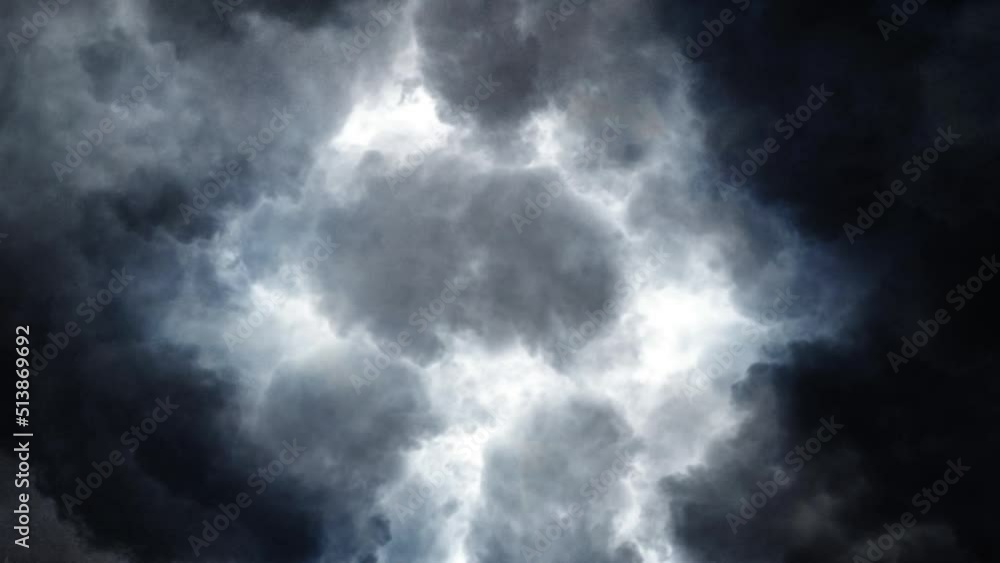 4k point of view inside the cumulonimbus clouds moving in the sky, thunderstorms