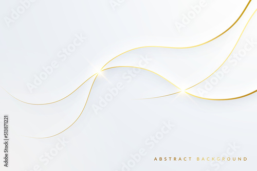 Abstract white background with dynamic golden waves
