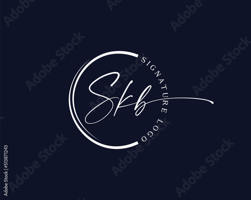 Initial Letter S K B Signature logo design vector template
