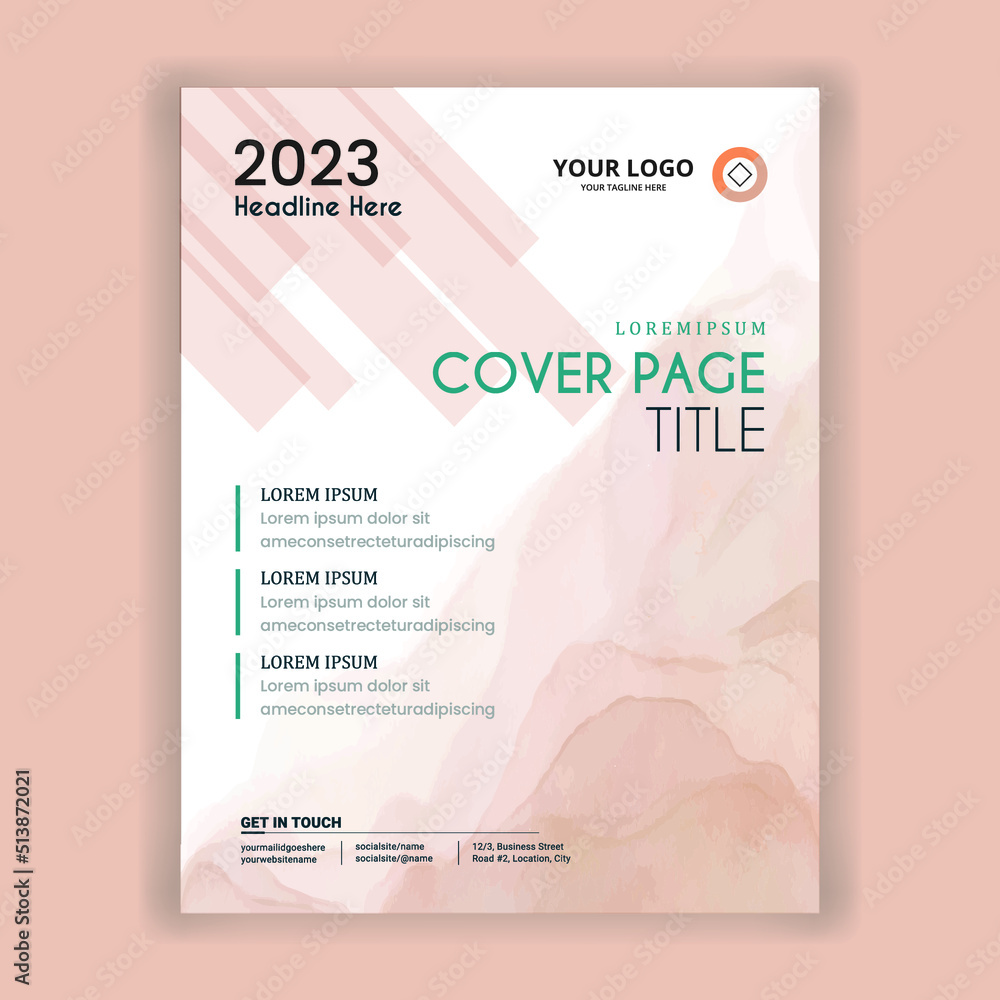 Modern pink texture annual report cover page design Stock Vector