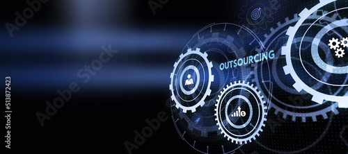 Business, Technology, Internet and network concept. Outsourcing human resources. 3d illustration