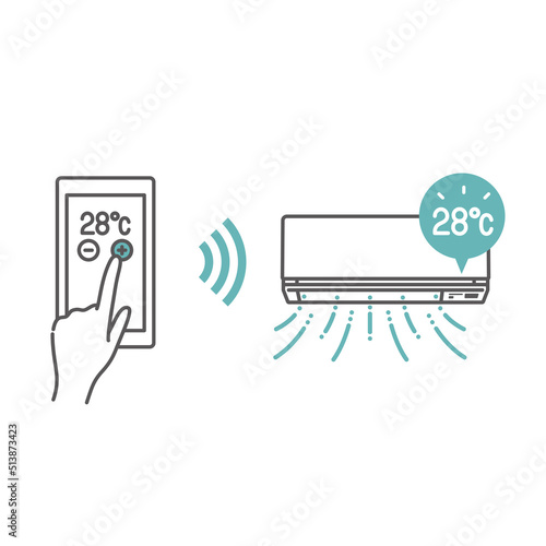 スマホアプリでエアコンの設定温度を28度にする（夏・冷房）