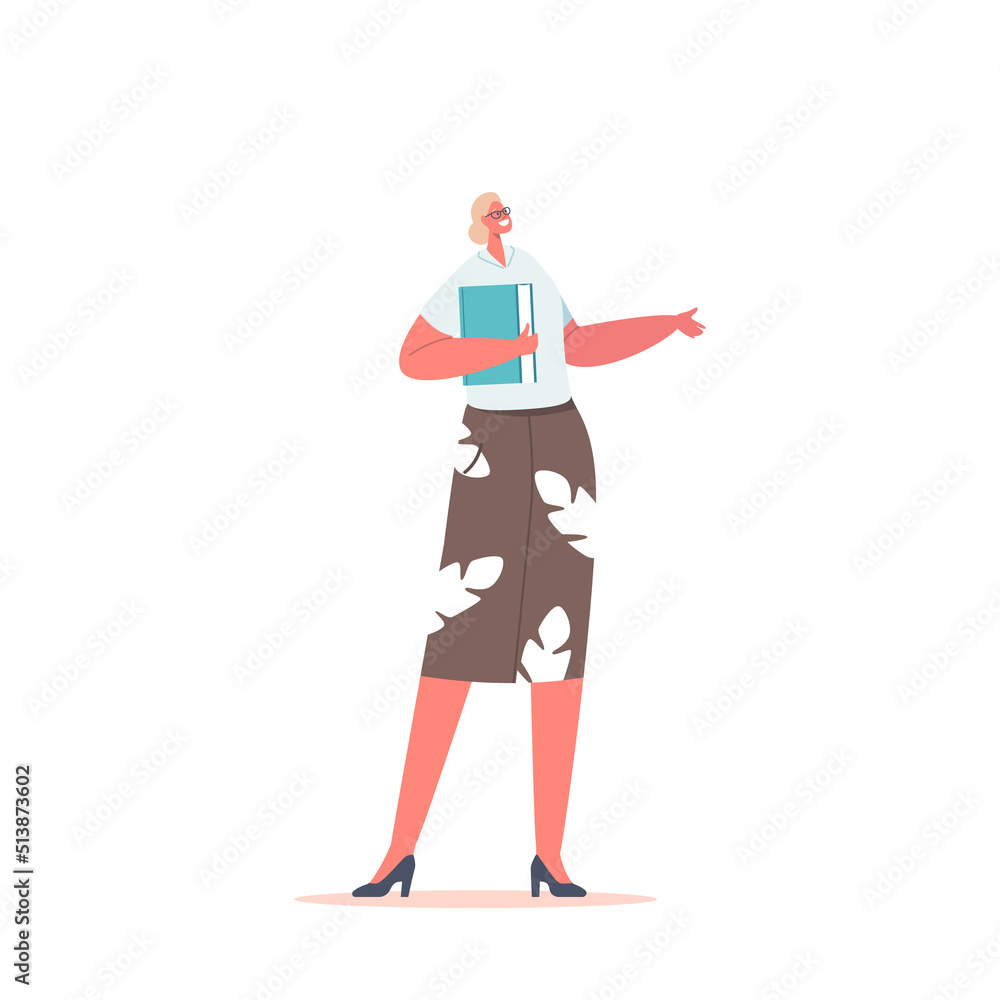 Teacher with Textbook on Lesson, Education Concept. Young Woman Wear Formal Dress and Glasses Holding Book in hand Teacher with Textbook on Lesson, Education Concept. Young Woman Wear Formal Dress and Glasses Holding Book in hand