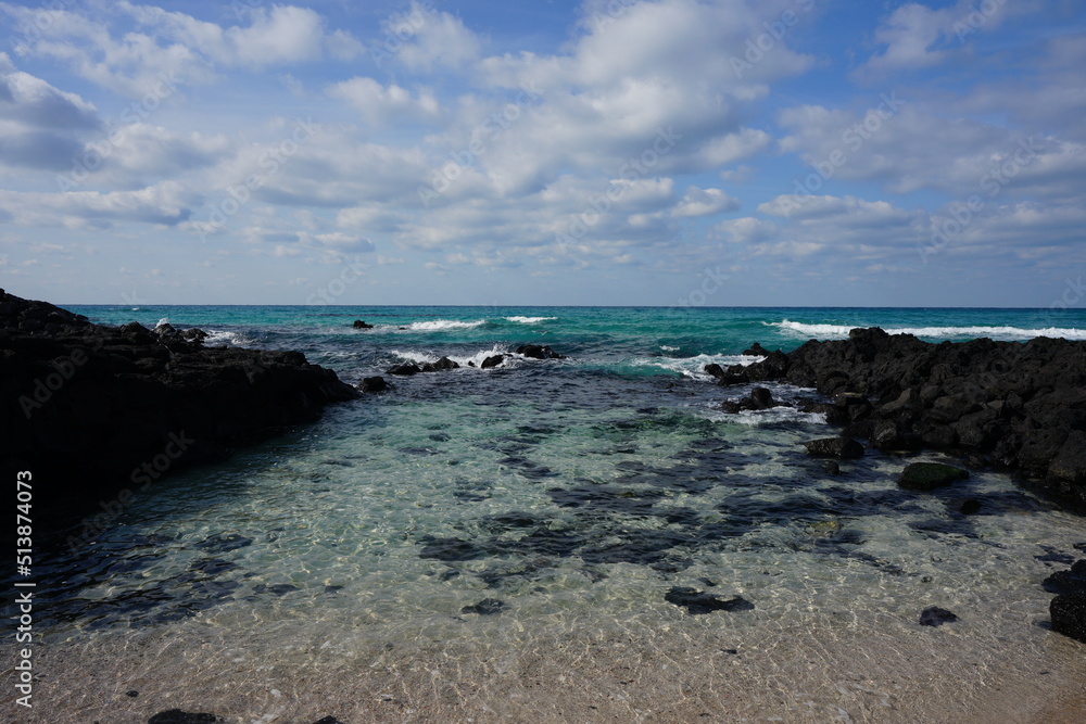 fascinating seascape with clear beach and clouds