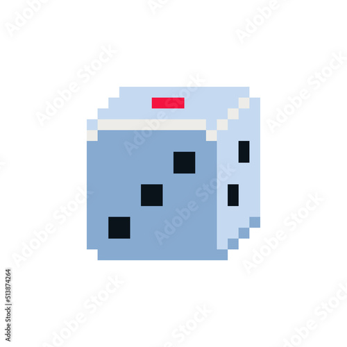 Playing dice pixel art style icon. Isolated vector illustration. Design for logo, sticker, app. Game assets 8-bit sprite.