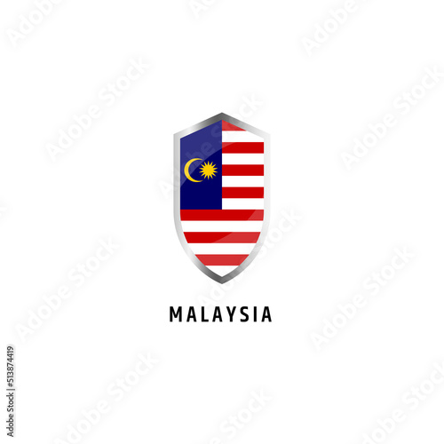 Free Download Flag of Malaysia with shield shape icon flat vector illustration - GFXLoad
