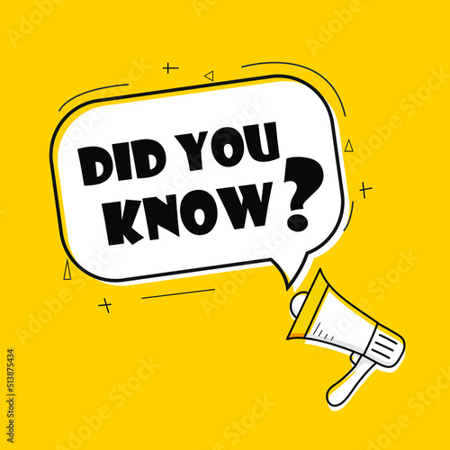 Megaphone with Did You Know speech bubble on yellow background.