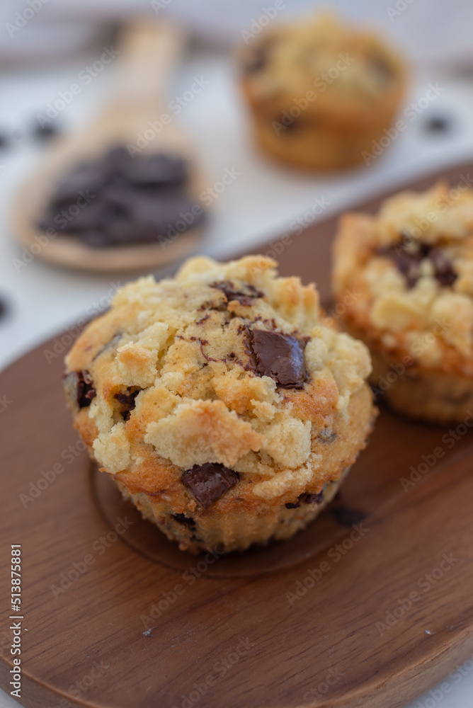 sweet home made chocolate muffins with streusel